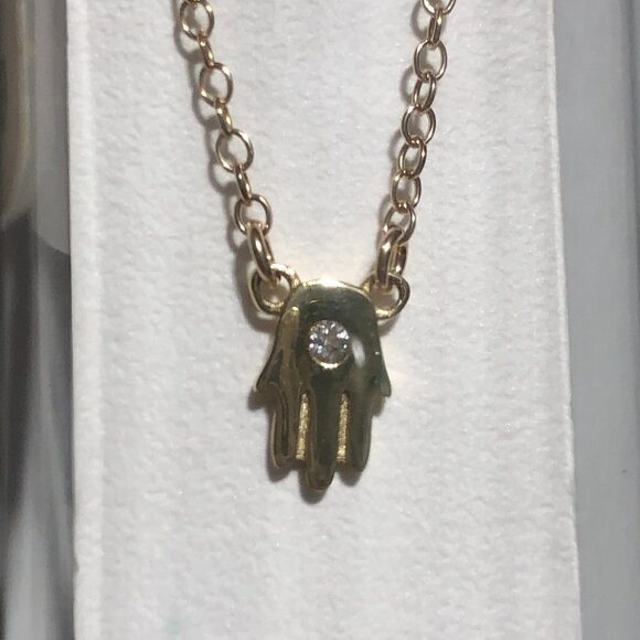 Kris Nations 14k Gold Filled Hamsa w/stone Pendant Necklace 18" - Picture 2 of 6